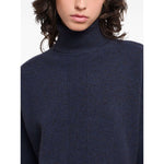Emporio Armani Sweaters Blue dark roll neck ribbed knit wool long sleeves