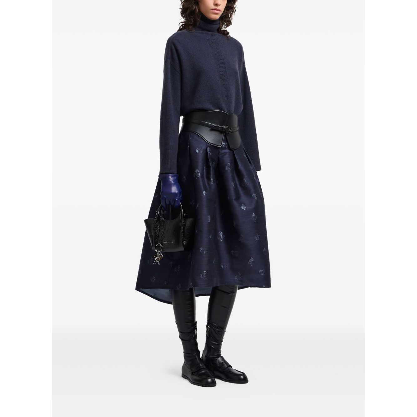 Emporio Armani Sweaters Blue dark blue roll neck sweater with ribbed knit, long sleeves, and straight hemline made of wool.