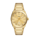FOSSIL Mod. EVERETT wristwatch for gents, 42mm case, shown with official packaging. Modern design in luxurious gold tone.