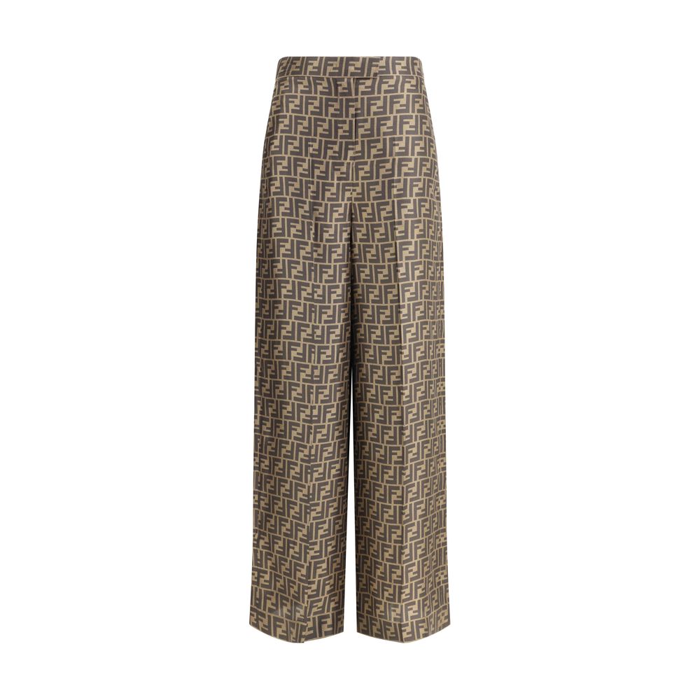 Fendi Brown Silk Casual Pants