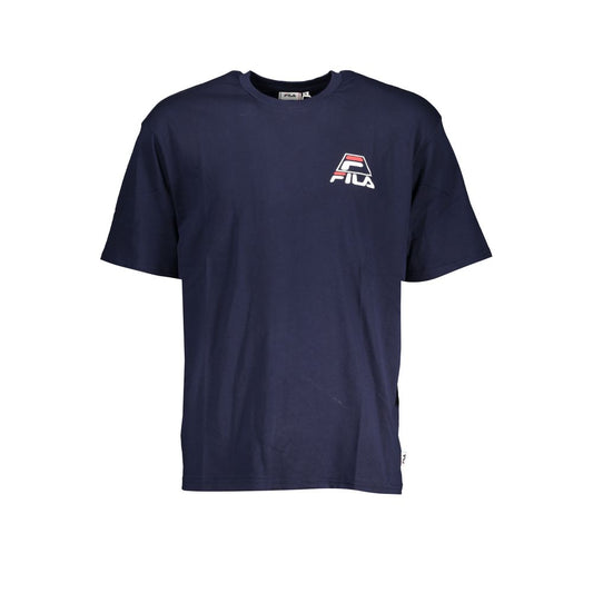 Fila Blue Cotton T-Shirt with short sleeves, crew neck, Liberec print, and logo