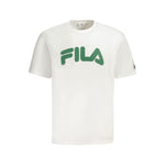 Fila White Cotton Men T-Shirt with green logo, casual loose-fit for style