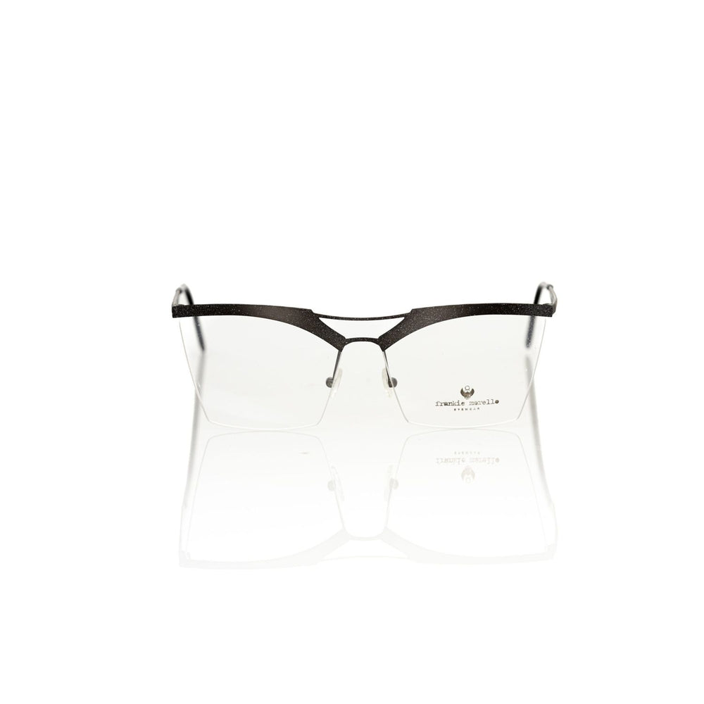 Frankie Morello Black Metallic Women's Frame Clubmaster eyeglasses with glitter black metal finish and Italian craftsmanship.
