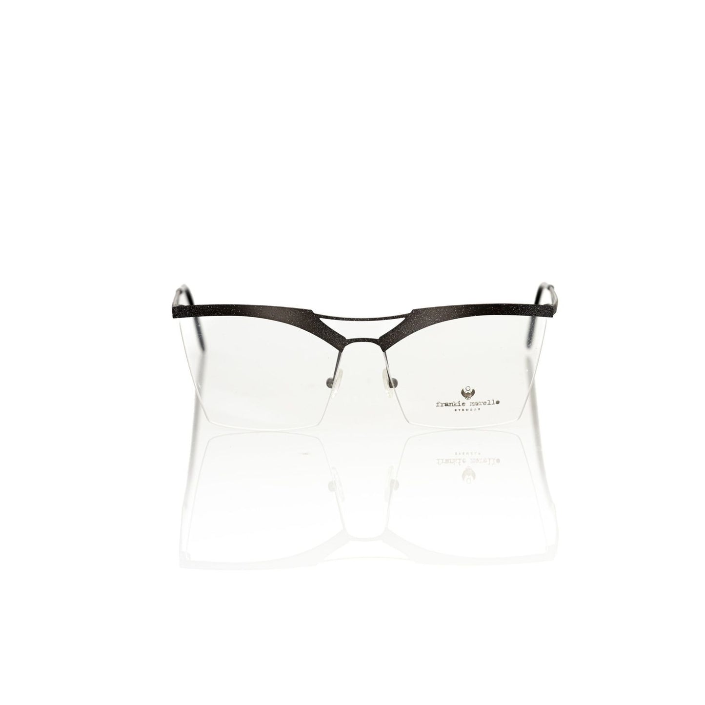Frankie Morello Black Metallic Women's Frame Clubmaster eyeglasses with glitter black metal finish and Italian craftsmanship.