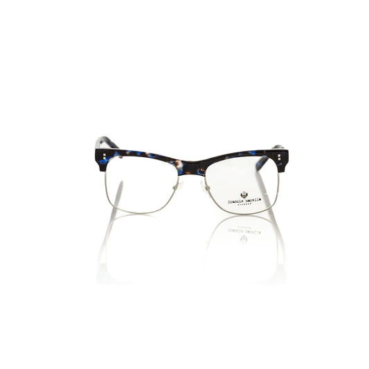 Frankie Morello Blue Metallic Unisex Frame Eyeglasses with chic metal structure and blue fantasy temples.