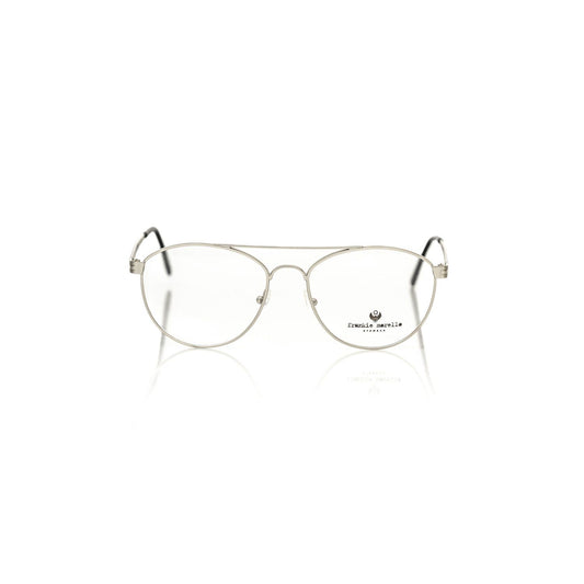 Frankie Morello Silver Metallic Unisex Frame - stylish Italian aviator eyeglasses with metallic fibre and silver accents.
