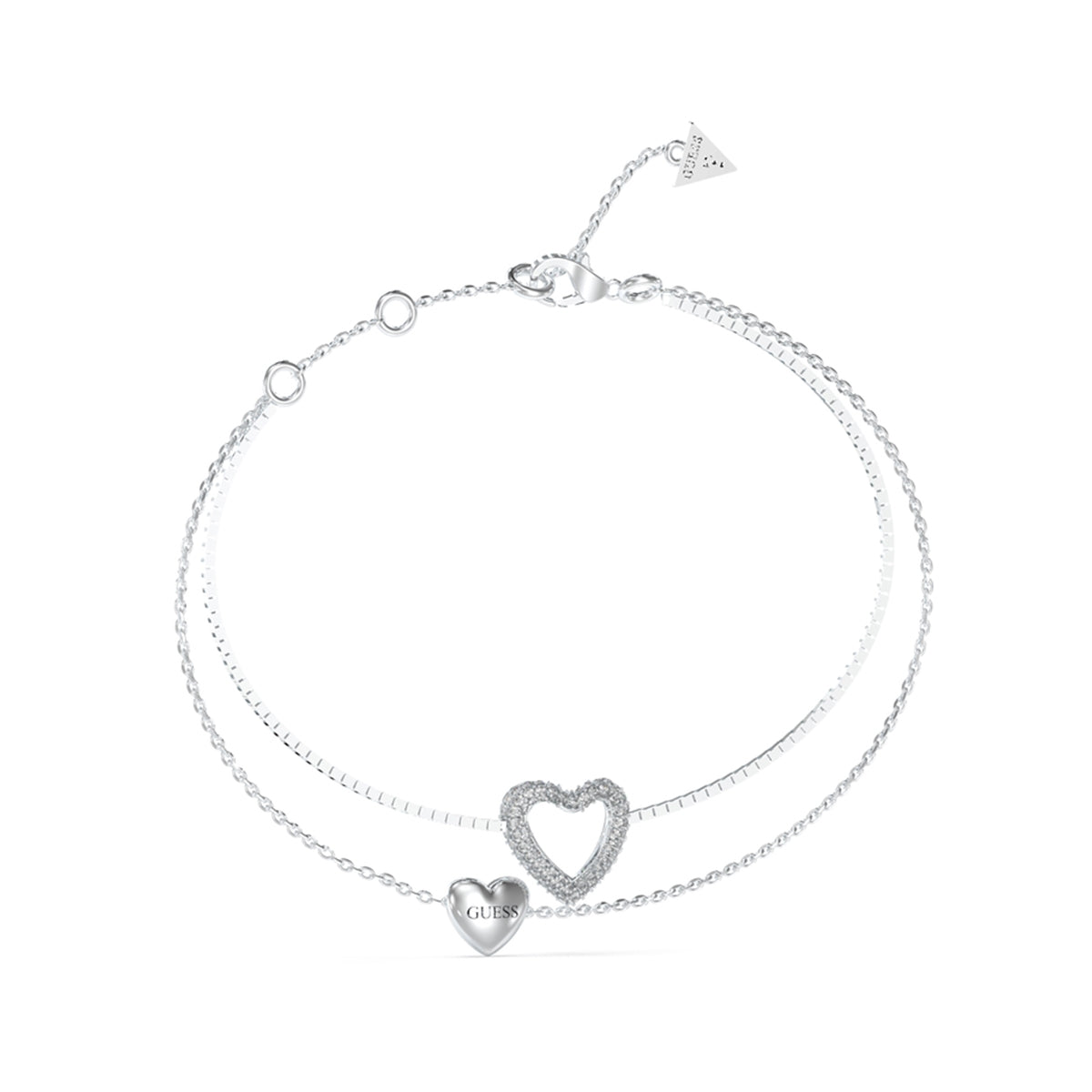 GUESS JEWELS JEWELRY Mod. JUBB05027JWRHS silver bracelet with heart charms
