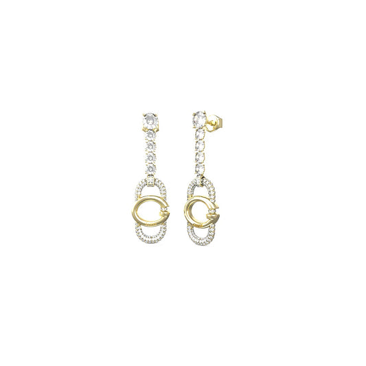 GUESS JEWELS JEWELRY Mod. JUBE04507JWYGT-U elegant gold and silver earrings with crystal accents