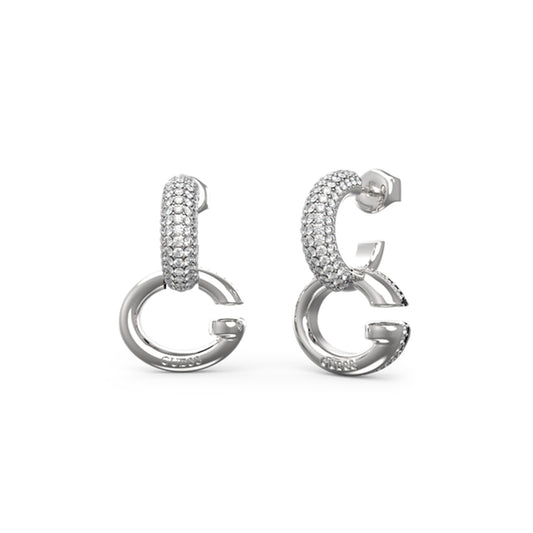 GUESS JEWELS JEWELRY Mod. JUBE04521JWRHT-U hoop earrings in silver with crystal embellishments