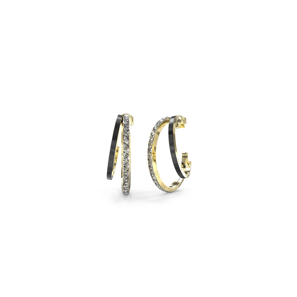 GUESS JEWELS JEWELRY Mod. JUBE04569JWYGBKT-U gold and silver hoop earrings