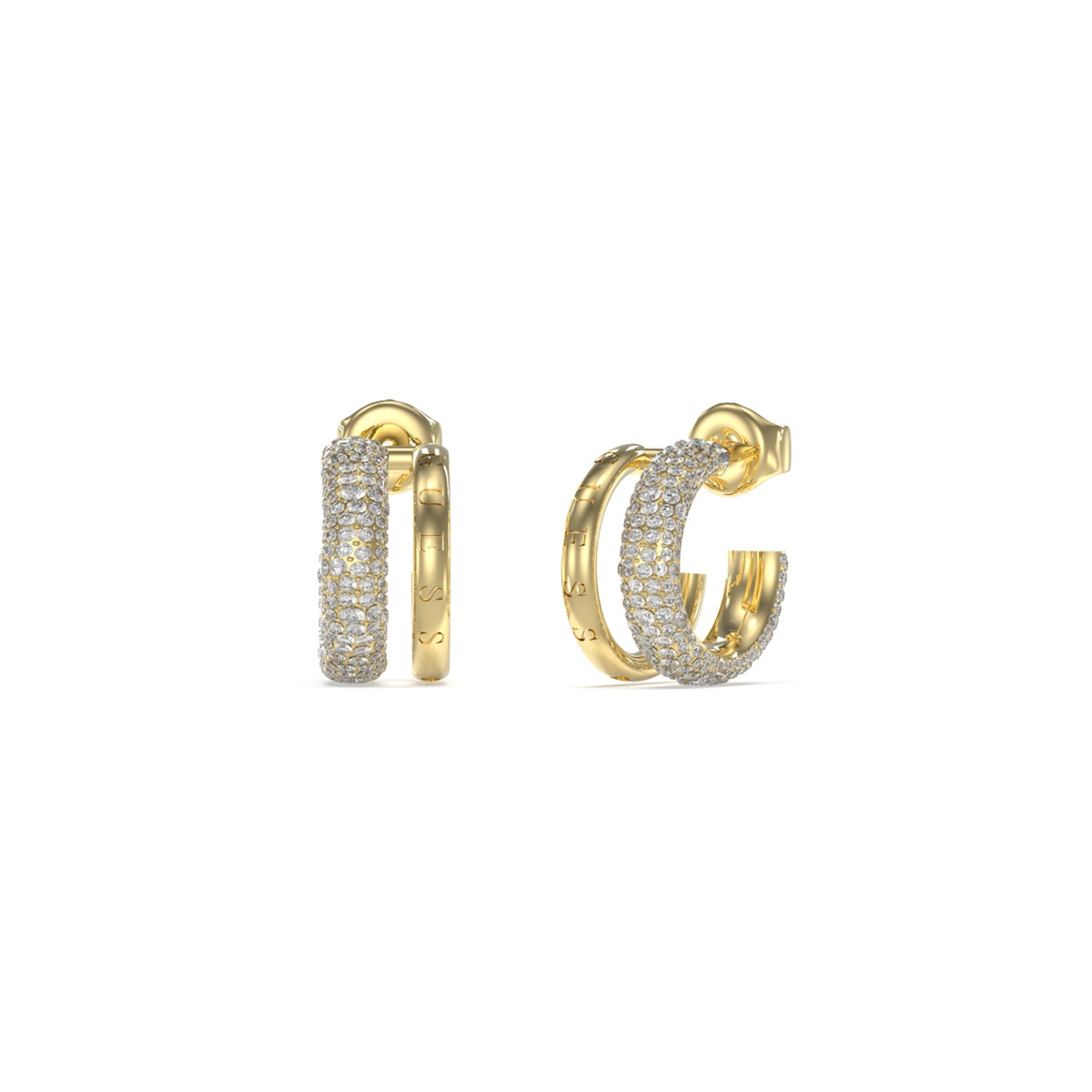 Gold and diamond hoop earrings from GUESS JEWELS JEWELRY Mod. JUBE05197JWYGT-U