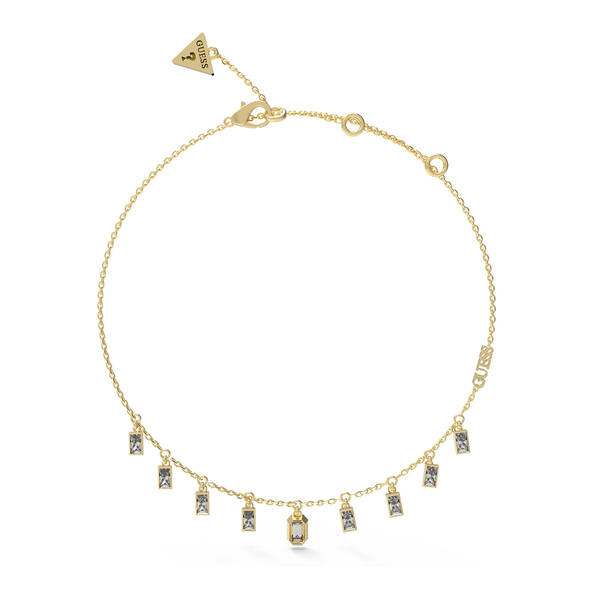 Alt Tag: GUESS JEWELS JEWELRY Mod. JUBN04250JWYGT-U gold bracelet with small gemstones.