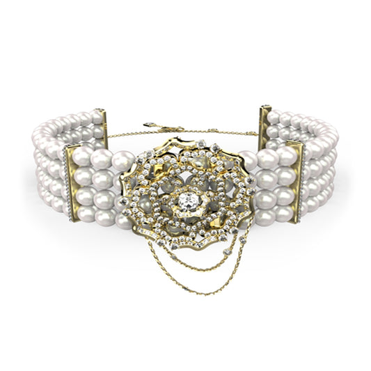 Elegant beaded bracelet featuring GUESS JEWELS JEWELRY Mod. JUBN04542JWYGT-U with intricate design and pearl accents