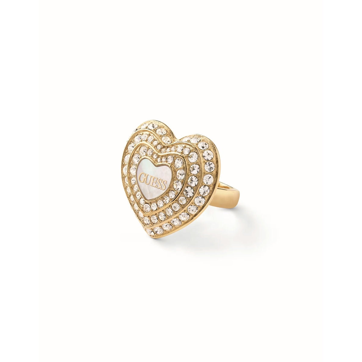 GUESS JEWELS JEWELRY Mod. JUBR04016JWYGWH54 gold heart-shaped ring with crystals
