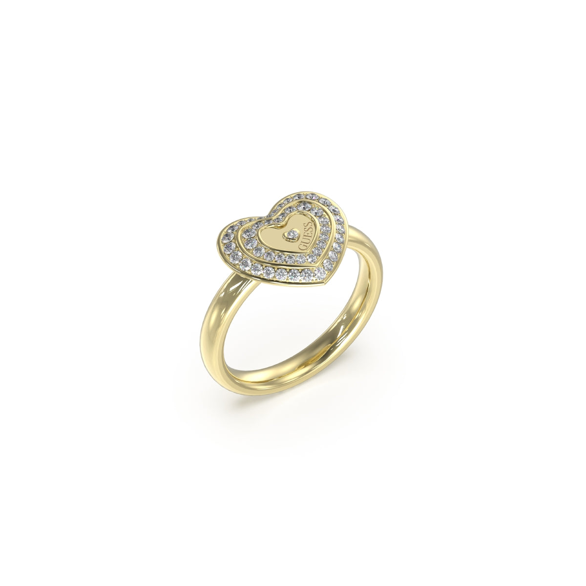 GUESS JEWELS JEWELRY Mod. JUBR04034JWYG54 heart-shaped gold ring with crystals