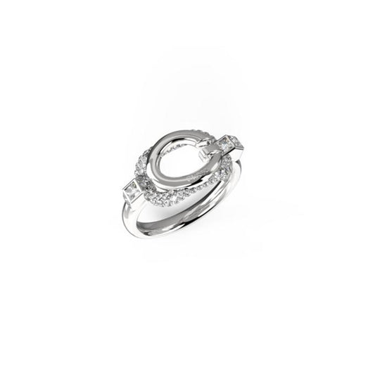 GUESS JEWELS JEWELRY Mod. JUBR04513JWRH56 - Elegant silver ring with sparkling accents, perfect for modern fashion styles.