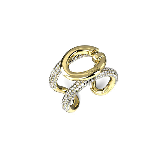 Alt Tag: GUESS JEWELS JEWELRY Mod. JUBR04522JWYG54 elegant gold ring with crystal detailing, luxury fashion accessory.