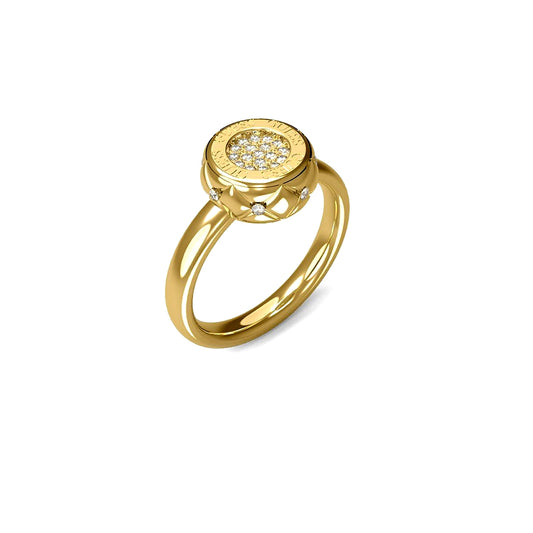GUESS JEWELS JEWELRY Mod. JUBR04597JWYG52 gold ring with gemstone details