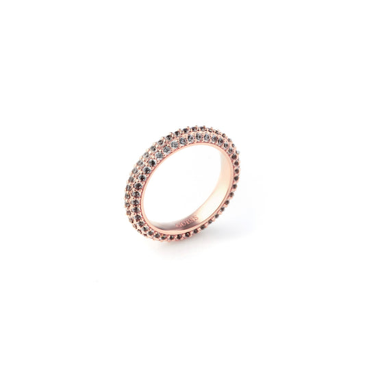 GUESS JEWELS JEWELRY Mod. JUBR04672JWRGBK56, elegant rose gold ring with sparkling stones.