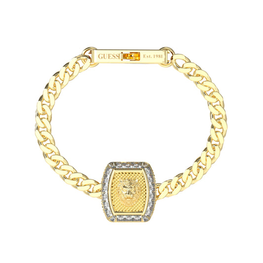 GUESS JEWELS JEWELRY Mod. JUMB05009JWYGS gold bracelet with decorative centerpiece.