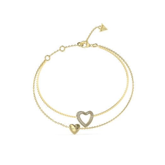 GUESS JEWELS JEWELRY Mod. JUMB05027JWYGSTS gold bracelet with heart charms