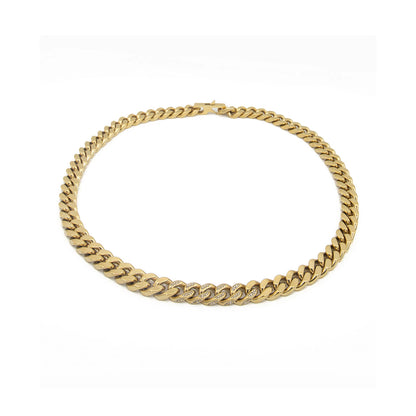 GUESS JEWELS JEWELRY Mod. JUMN01379JWYGT-U shiny gold necklace on white background. Stylish accessory for fashion enthusiasts.