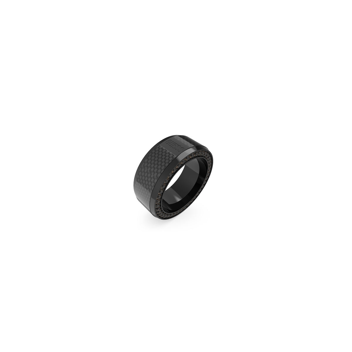 GUESS JEWELS JEWELRY Mod. JUMR04041JWBK62 black textured ring
