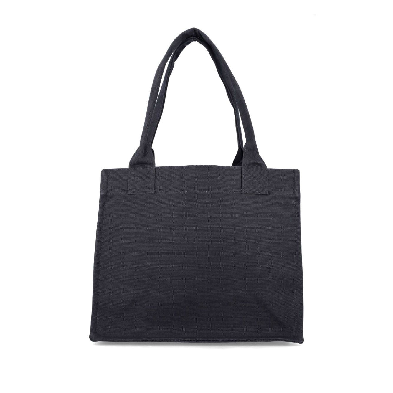 Ganni Organic cotton large tote bag in black with two top handles, eco-friendly and made from at least 50% organic materials.