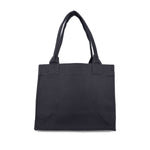 Ganni Organic cotton large tote bag in black with two top handles, eco-friendly and made from at least 50% organic materials.