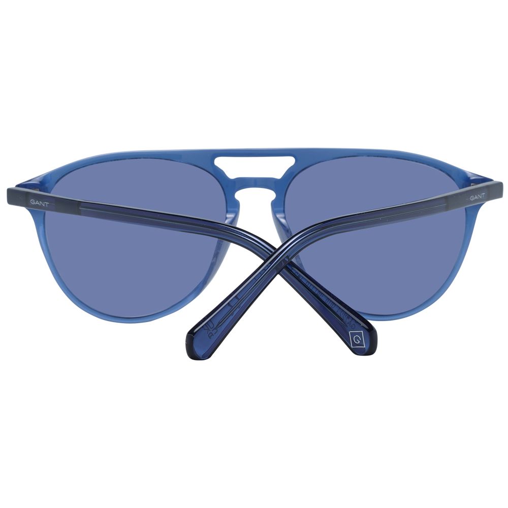 Gant Blue Men Sunglass in plastic aviator style with full-rim blue frame and blue lenses, offering 100% UVA & UVB protection.