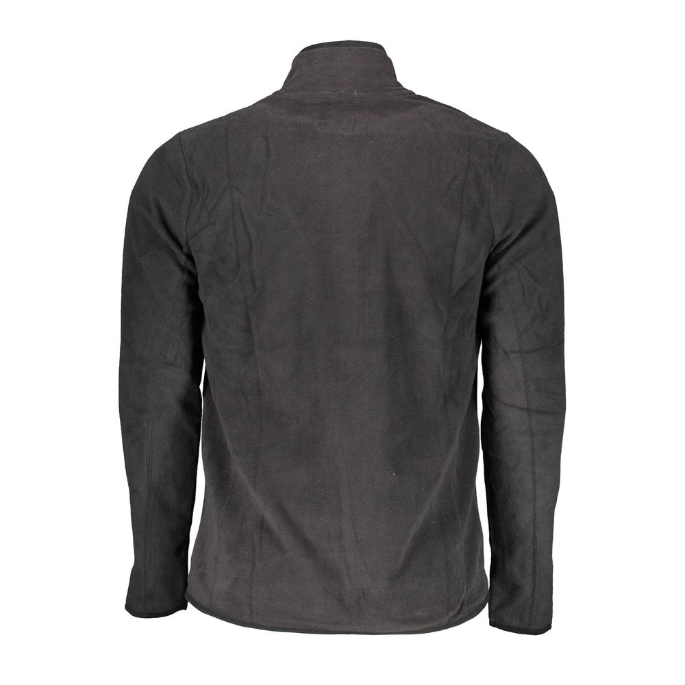 Gianmarco Venturi Black Polyester Sweatshirt with long sleeves and embroidery, featuring two pockets and a zip closure.