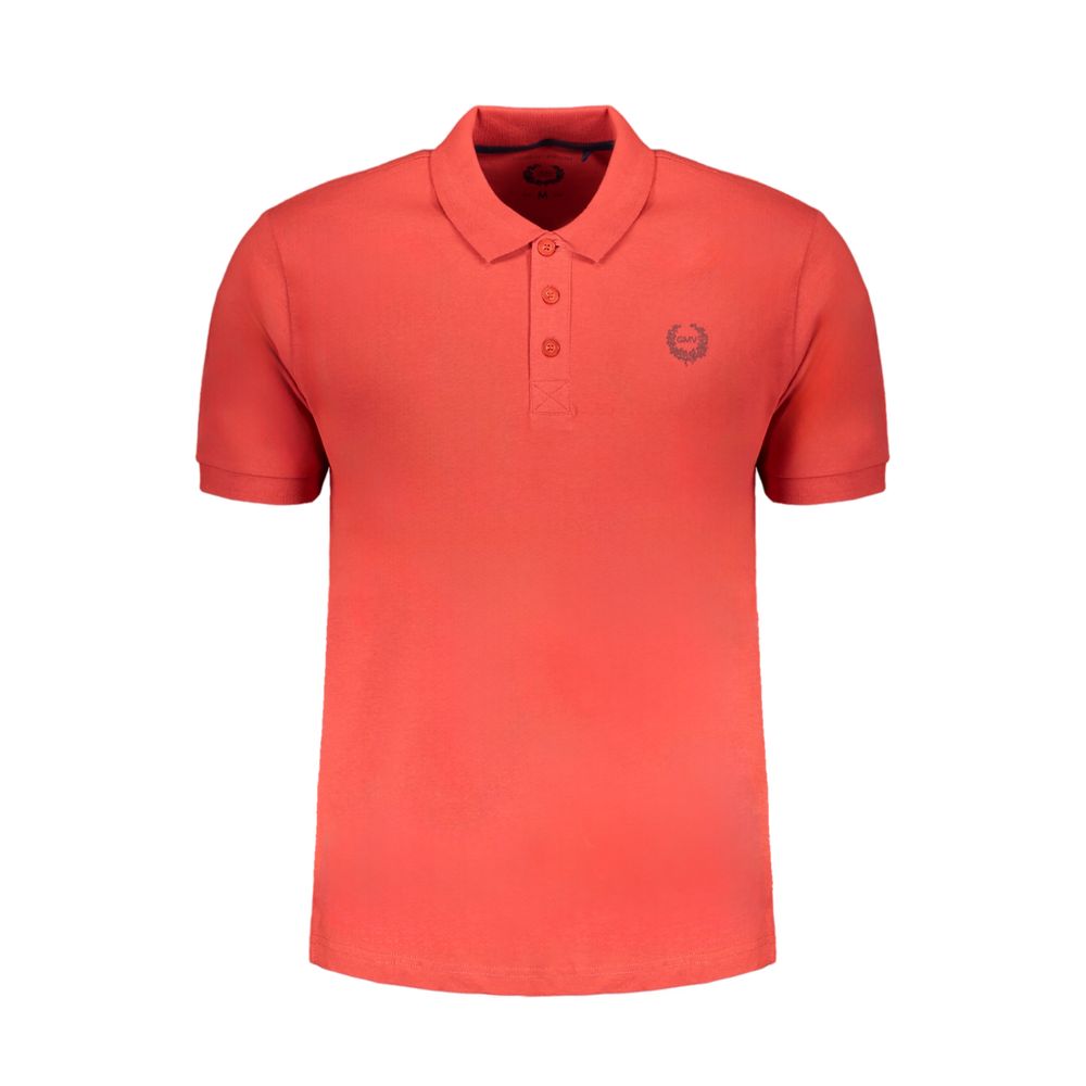 Gianmarco Venturi Red Cotton Polo Shirt with short sleeves, 3 buttons, contrast embroidery, and logo.