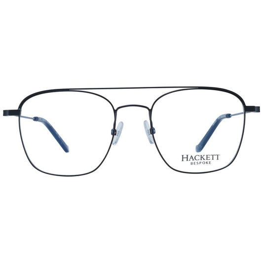 Hackett Black Men Glasses Frame, stainless steel full-rim aviator with demo lenses, size 51-19-145, includes branded case.