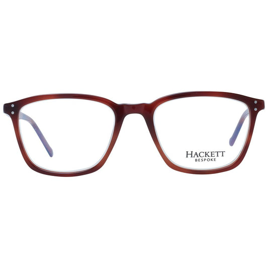 Hackett Brown Men Glasses Frame with acetate full-rim design, rectangle shape, and demo lenses. Includes branded case. Frame width 140mm.