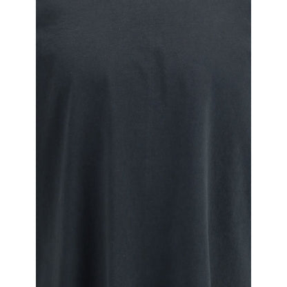 Haikure Black Cotton T-Shirt with ribbed crew neck and dropped shoulders, minimalist oversized fit for casual outfits.