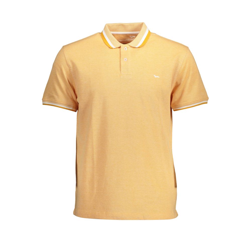 Harmont & Blaine Orange Cotton Men Polo Shirt with contrasting details and logo for casual luxury fashion.