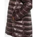 Herno Coats Brown with two-way zip, drawstring hood, side zip pockets, and A-shape design in high-shine finish.