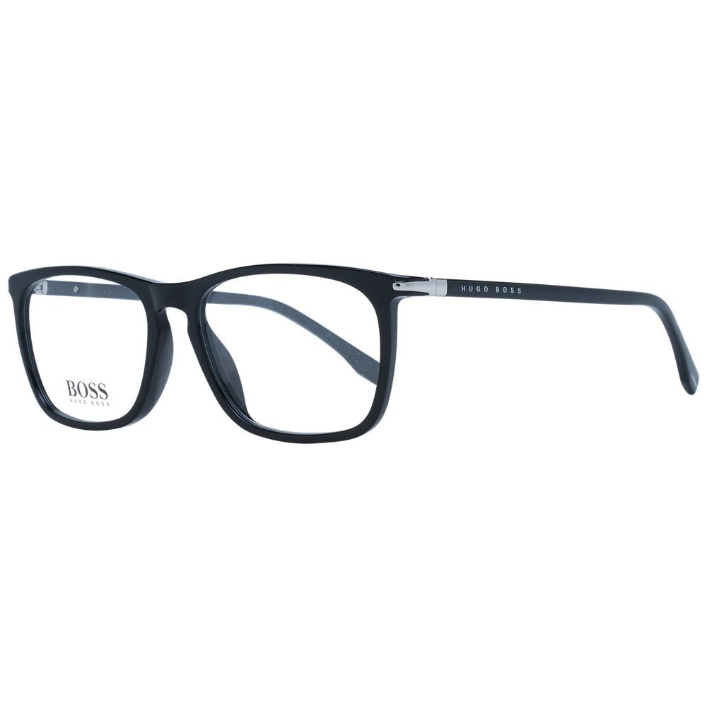 Hugo Boss Black Acetate Frames with sleek black design, featuring logo on the temple. Fashionable eyewear for men and women.