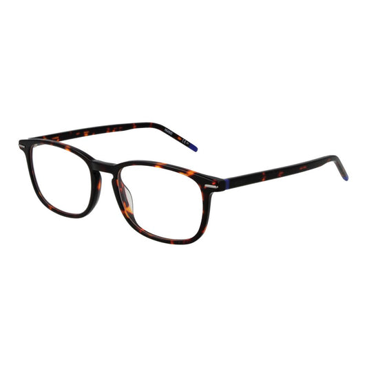 Hugo Boss Brown Men Glasses Frame in stainless steel, full-rim rectangle style with demo lenses. Includes branded case. Size 53-17-145.