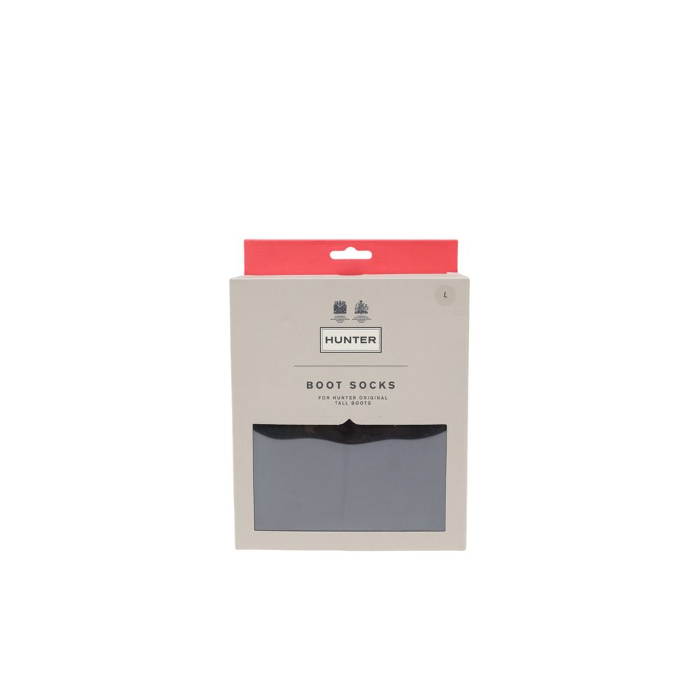 Hunter Black Recycled Polyester Sock packaging showcasing women's fall/winter collection, 100% recycled polyester material.