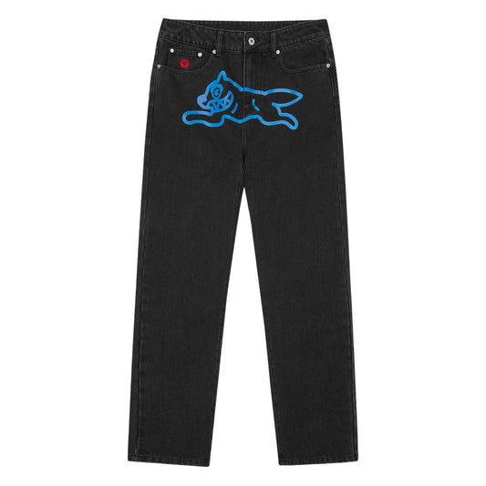 ICECREAM Jeans Black with Running Dog design, front button and zip fastening, classic five pockets.