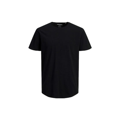 Jack Jones Black Organic Cotton Sportswear t-shirt with short sleeves and crew neck, made from 100% organic cotton for comfort and style.