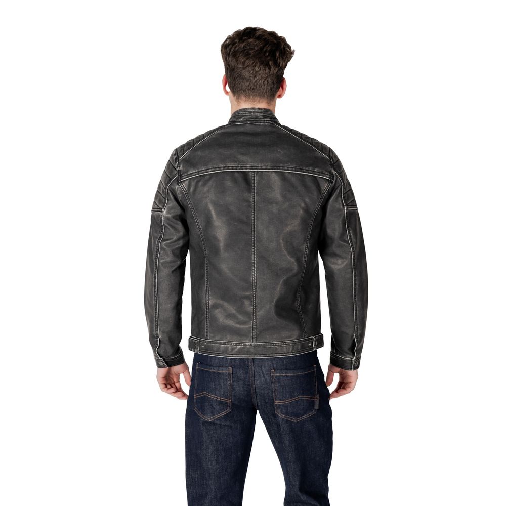 Jack Jones Black Polyester Biker Jacket