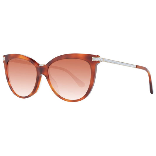 Jimmy Choo Brown Women Sunglass, cat eye style, full-rim brown plastic frame, orange gradient lenses, UV protection, chic design
