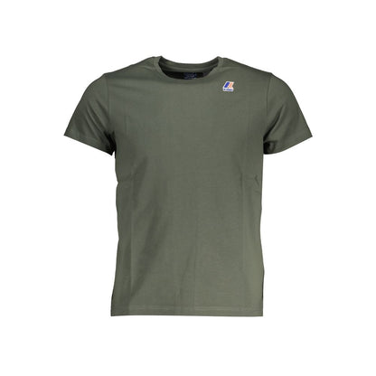 K-WAY Green Cotton T-Shirt with short sleeves, crew neck, and logo print on the chest.