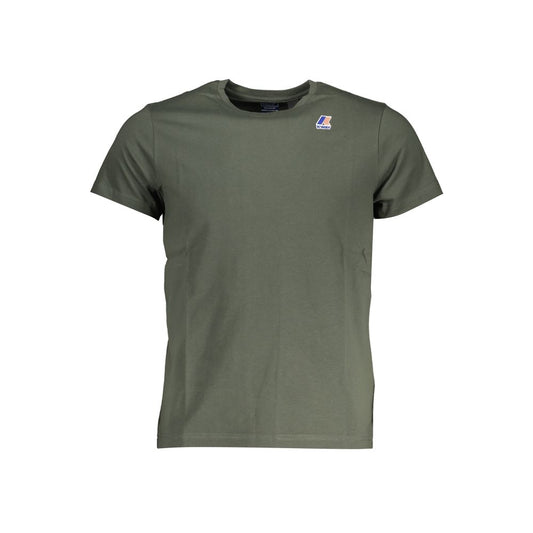 K-WAY Green Cotton T-Shirt with short sleeves, crew neck, and logo print on the chest.