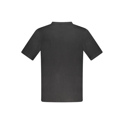 Back view of Kappa Black Cotton Men T-Shirt with short sleeves and crew neck design.