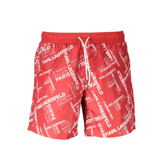 Karl Lagerfeld Red Polyester Swimwear with pockets and logo design