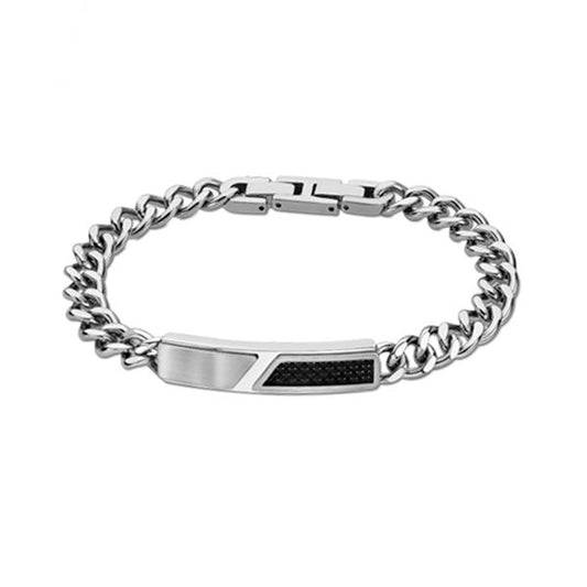 Alt Tag: LOTUS JEWELS JEWELRY Mod. LS2058-2/1 elegant silver bracelet with black detailing on a white background