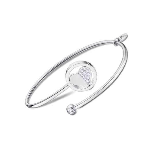 Elegant bangle bracelet by LOTUS JEWELS JEWELRY Mod. LS2169-2/2 featuring a heart design with sparkling stones.